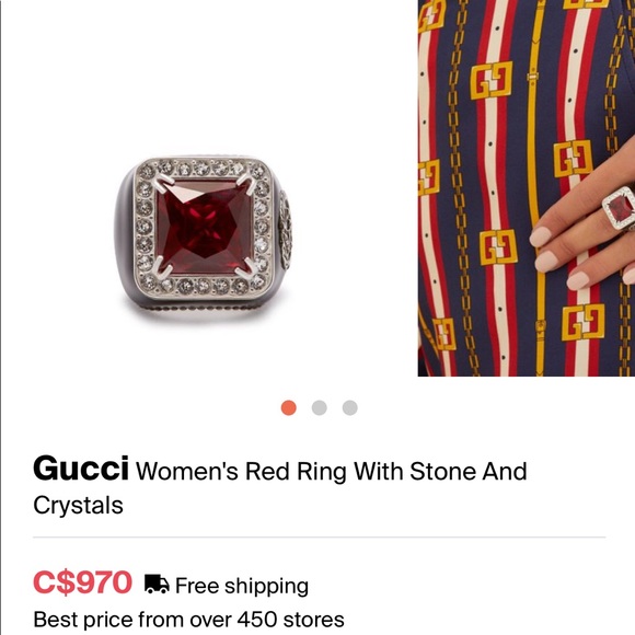 Authentic GUCCI crystal encrusted GG ring - Picture 4 of 6